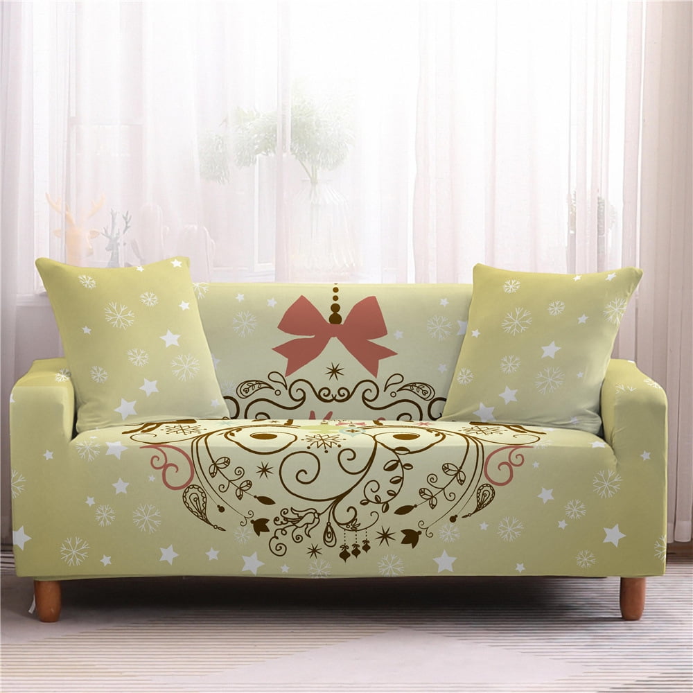 Winter Holiday Xmas Elk Snowflake Design Sofa Cover Couch Cover