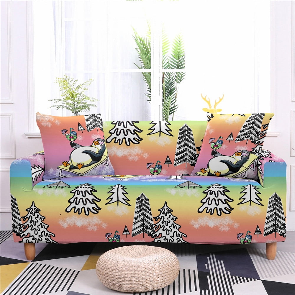 Winter Holiday Xmas Elk Snowflake Design Sofa Cover Couch Cover