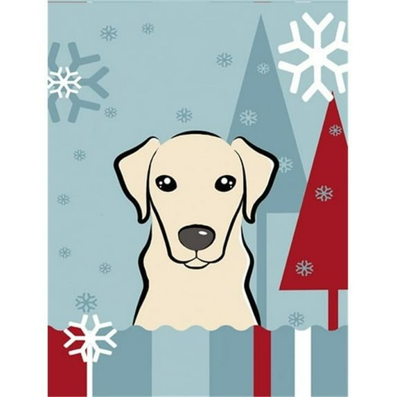 Winter Holiday Yellow Labrador Flag Garden Size