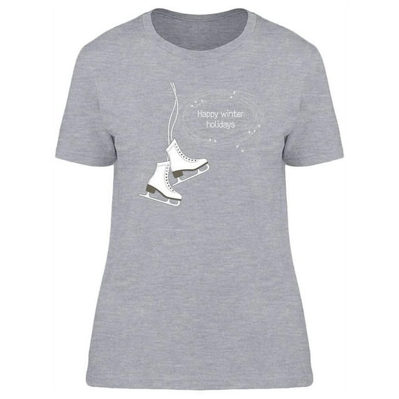 Winter Holidays With Ice Skates T-Shirt Women -Image by Shutterstock, Female Large
