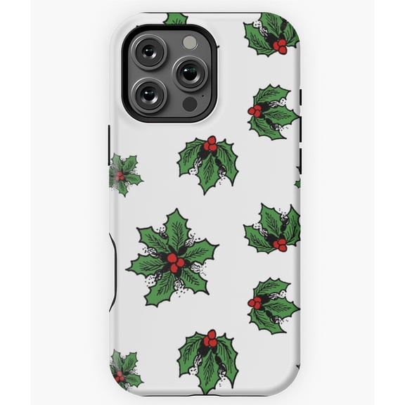 Winter Holly White Holiday Berries Phone Case for iPhone 16 15 14 13 12 11 Pro Max