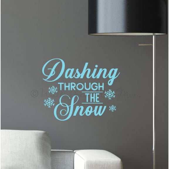 Winter Home Decor Stickers Dashing Thru Snow Vinyl Art Decals Lettering 12x9.5-Inch Geyser Blue