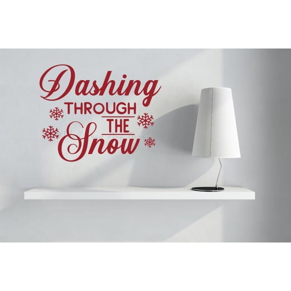 Winter Home Decor Stickers Dashing Thru Snow Vinyl Art Decals Lettering 18x14-Inch Red