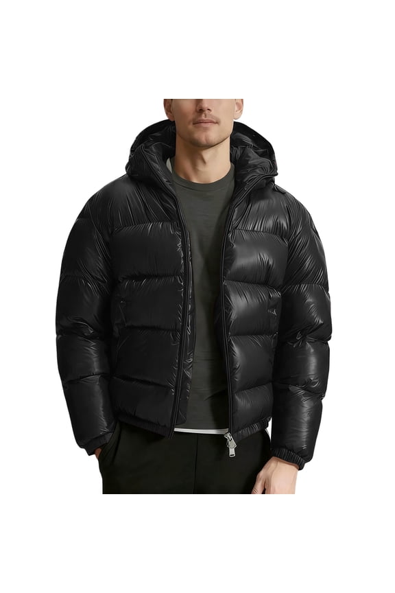 Winter Hooded Jacket Lightweight Insulated Coat Windproof Outdoor Warm With Reflective For Cold Weather