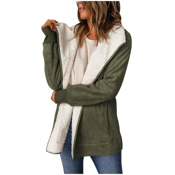 Winter Hooded Jackets for Women Long Sleeve Hooded Coat Top Hooded Coat with Pockets