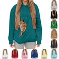 thumbnail image 1 of Winter Hooded Sweatshirt With Pocket And Pouch For Cat Mom Comfort, 1 of 6