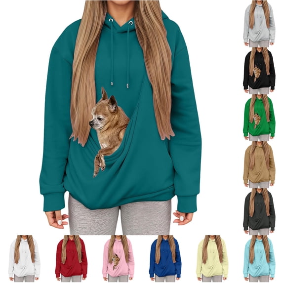 Winter Hooded Sweatshirt With Pocket And Pouch For Cat Mom Comfort
