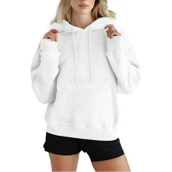 Winter Hoodies for Women Baggy Hooded Sweatshirt Ladies Oversized Solid Color Fleece Loose Casual Hoodie Long Sleeves Tops Winter Warm Pullover with Pocket