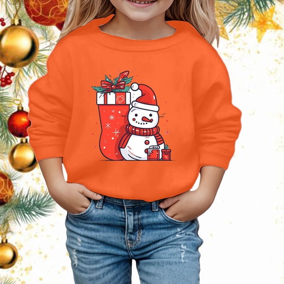 Winter Hoodies for Girls Christmas Snowflake Pullover Warm Sweatshirts for Kids Stylish Sportswear Outfit