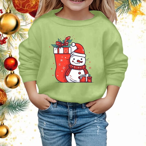 Winter Hoodies for Girls Christmas Snowflake Pullover Warm Sweatshirts for Kids Stylish Sportswear Outfit