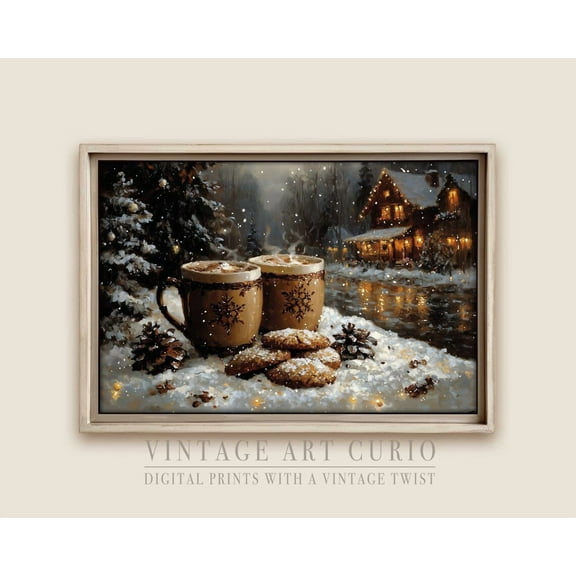 Winter Hot Chocolate Wall Art Print, Retro Hot Coco, Cozy Cottagecore Decor, Trendy Art #3848 Warm Present Vintage UNFRAMED Poster Size 8x12
