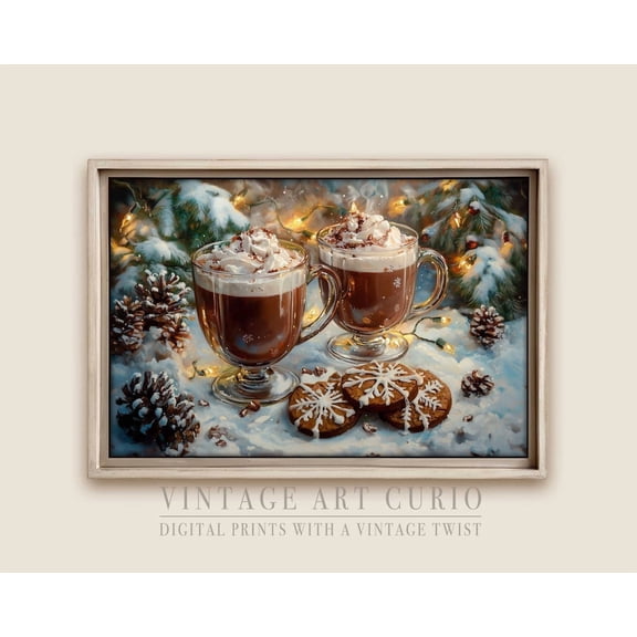 Winter Hot Chocolate Wall Art Print, Retro Hot Coco, Cozy Cottagecore Decor, Trendy Art #3862 Warm Present Vintage UNFRAMED Poster Size 8x12