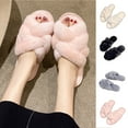 thumbnail image 1 of Winter House Slippers for Woman Casual Winter Velvet Warm Solid Color Open Toe Slip-on Indoor Outdoor Thick Soled Slippers, 1 of 4