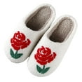 thumbnail image 1 of Winter House Slippers for Women Men Funny Floral Animal Print Fuzzy Warm Home Shoes Casual Indoor Slip on Slides White 8.5, 1 of 4