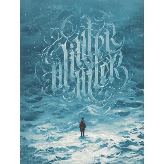 Winter Hunter Gothic Calligraphy Canvas Print Wall Art for Living Room Bedroom Office Hotel Decor