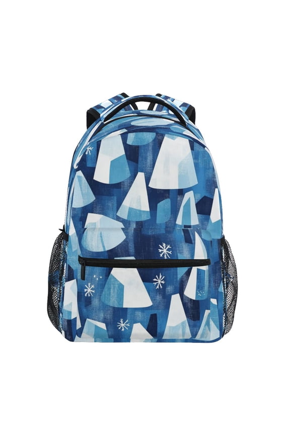 Winter Icicle Mountains Stylish Large Backpack 15L Self-Standing Durable Twill for School, Office and Travel Use