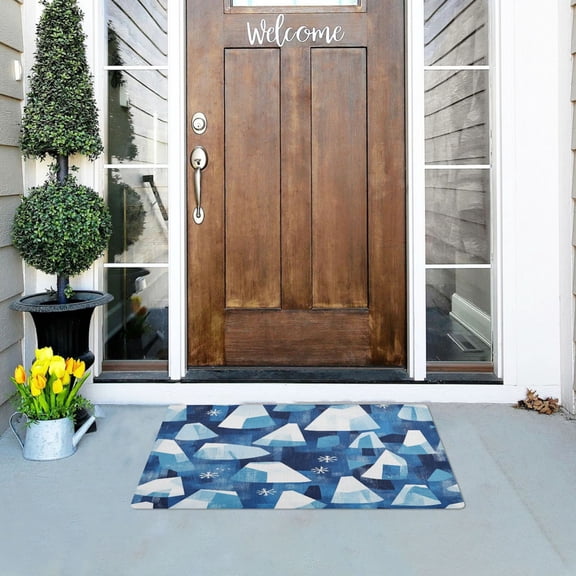 Winter Icicle Mountains Outdoor Doormats NonSlip Bath Rugs Absorbent Muddy Dirt Resist Door Mats 32''x20''