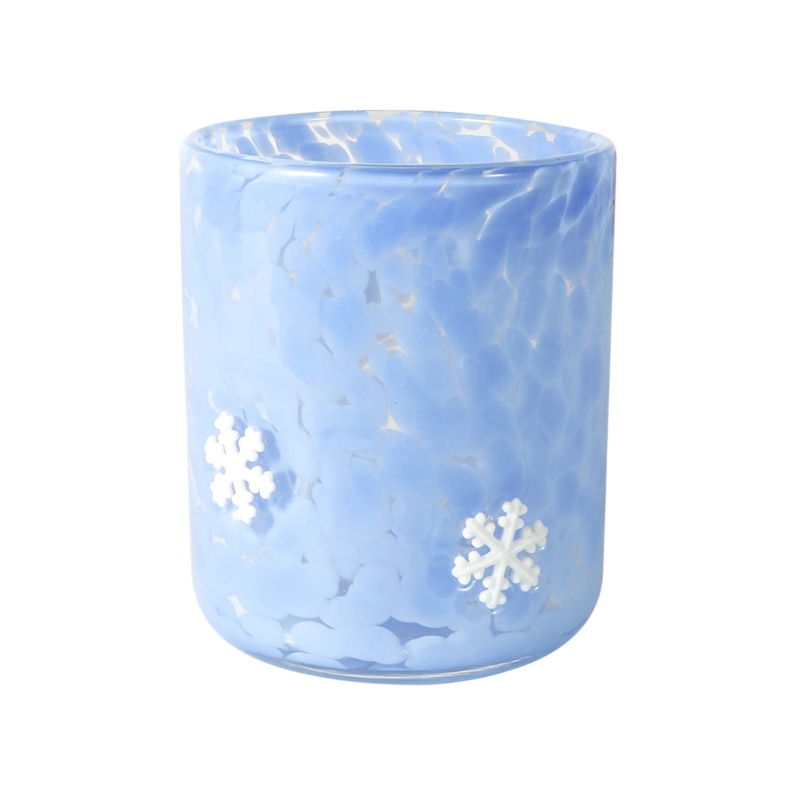 Winter Icon Juice Glass Christmas Wine Glasses Blue White Snowflake Stemless Cocktail Drinking Cups for Home Decor Couple Party Supplies, 15.5oz