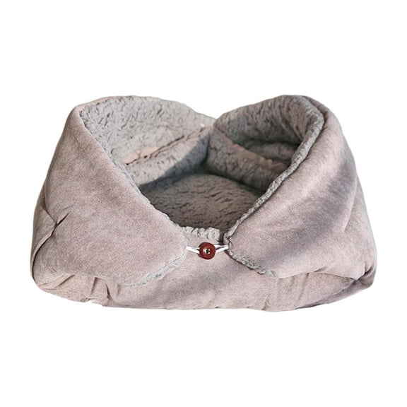 Winter Indoor Cozy Pet Bed for Small Animals with Warm Tone Mattress and Blanket Pocket for Cats and Dogs