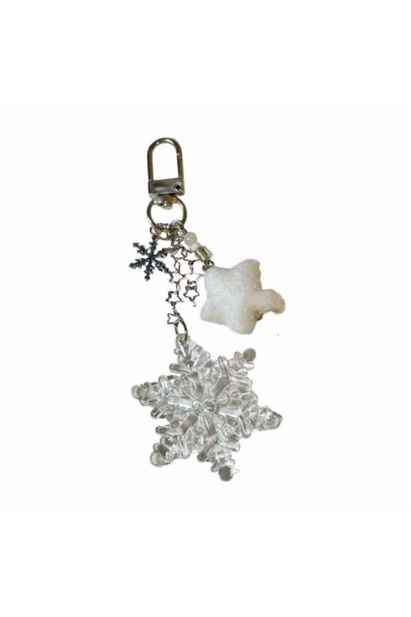 Winter Inspired Cute Keychain Handmade Snowflake Beaded Design Perfect for Multifunctional Fashion Accessory for Girls