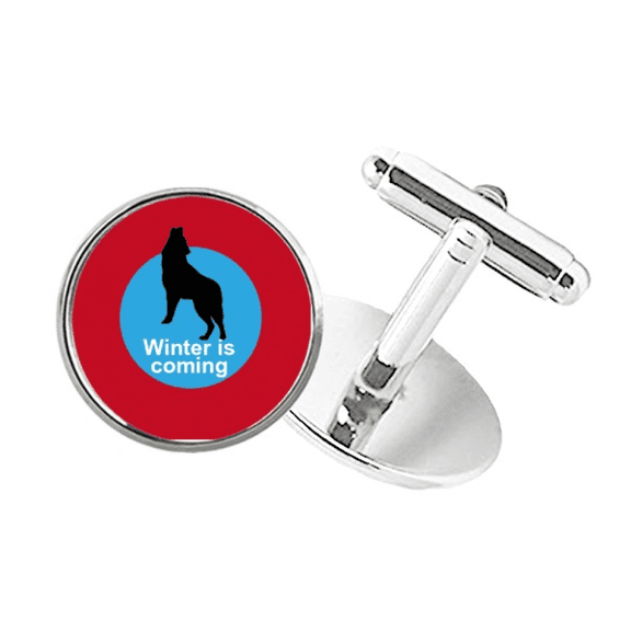 Winter Is Cong Round Button Cuff Clip Stud Cufflinks