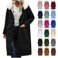 thumbnail image 1 of Winter Jacket Coats for Women Long Winter Coat Puffer Jacket with Detachable Hood and Pockets Fleece Lined Long Fluffy Parka Warm Outwear for Fall and Winter Black XL, 1 of 10