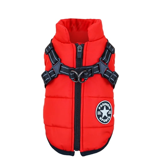 Winter Jacket Fleece-Lined Dog Jacket Waterproof Windproof For Small Medium Large Dogs Cats With Harness Attachment Red Xxxxl1 Dog Coat, Fleece-Lined Winter Jacket For Dogs Cats,