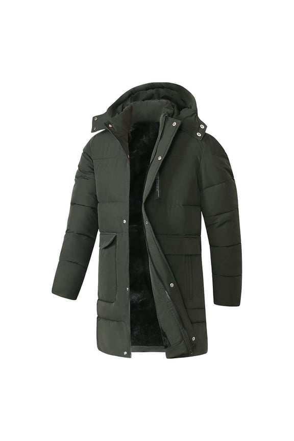 Winter Jacket For Loose Fit Mid Length Outdoor Coat With Thickened And Detachable Hood