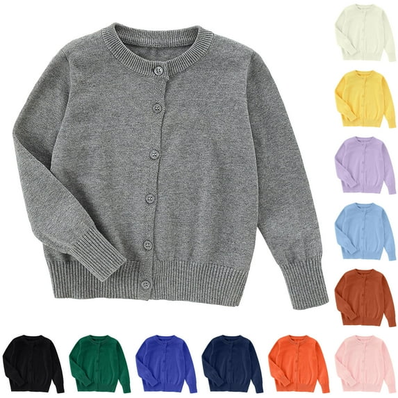 Winter Jacket Girls Kids Girls Cardigan Sweater Button Front Long Sleeve Plain Fall Coats Toddler Knit Cardigan Outfits Soft Lightweight