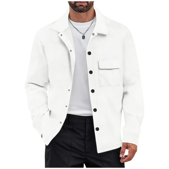 Winter Jacket Sevevn Men's Shirt Casual Shacket Long Sleeve Lapel Button Down Lightweight Jacket