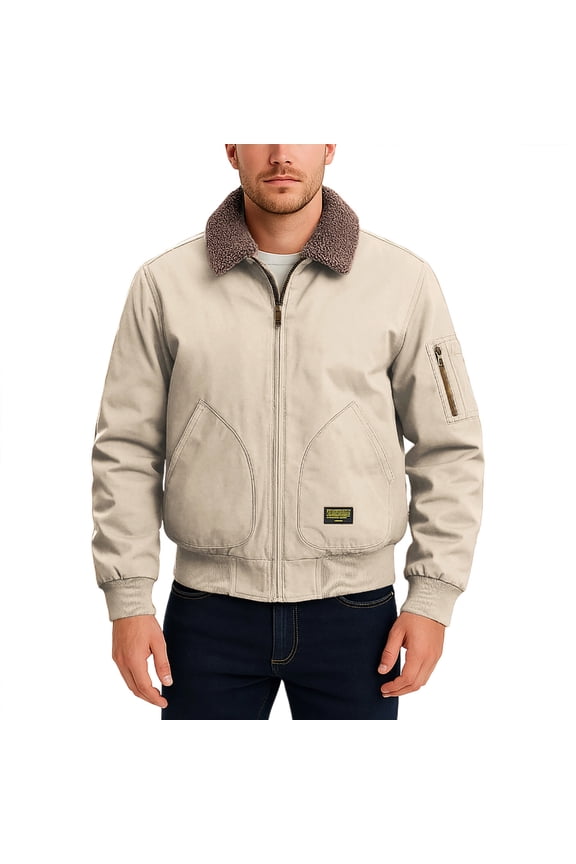 Winter Jacket Sevevn Men's Washed Cotton Military Jacket Sherpa Lined Utility Jacket Thick Warm Winter Jacket