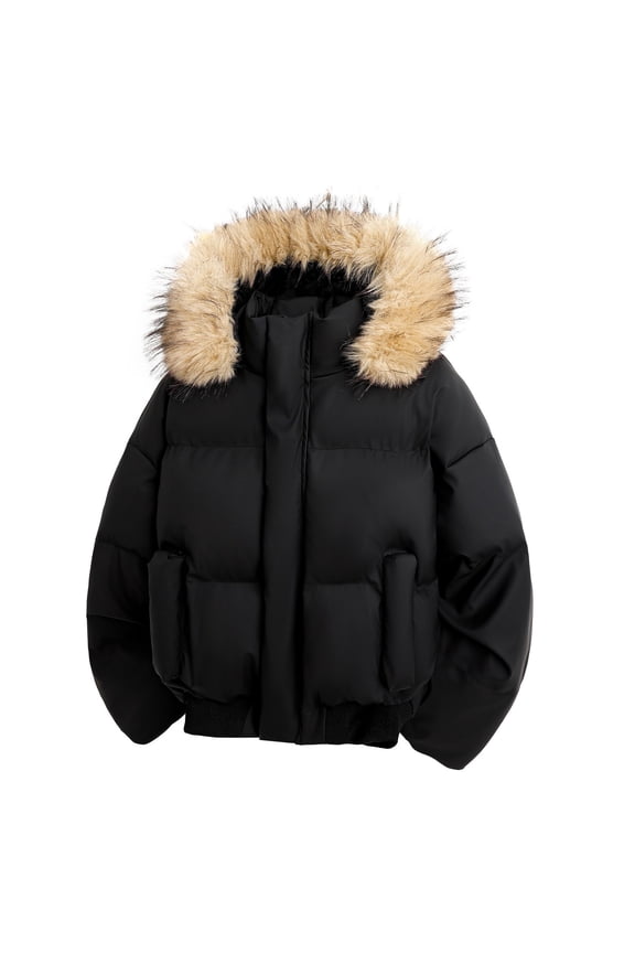Winter Jacket With Detachable Hood Heavy Duty Insulated Coat For Cold Weather Water Outdoor Warm Padded Thermal Outerwear