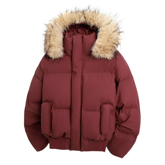 Winter Jacket With Detachable Hood Heavy Duty Insulated Coat For Cold Weather Water Outdoor Warm Padded Thermal Outerwear