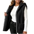 thumbnail image 1 of Winter Jacket Women Baeitkot Sleeveless Hooded Fleece Vest with Pockets for Winter Layering Daily Wear Black L, 1 of 7
