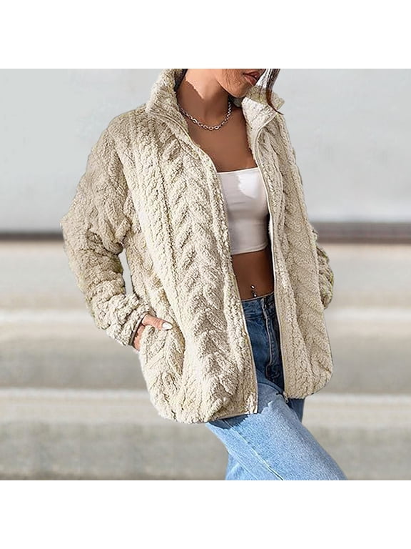Winter Jacket For Women Zipper Up Zip Up Stand Collar With Pockets Coats plus Size Winter Coat Cute Womens Coats Jean Jacket 3x Light Medium Heavy Weights Fashion Jackets for Women Womens Light Jacket