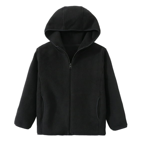 Winter Jacket for Kids Hooded Soild Color Print Zip Up Child Coats with Pockets(9 Years 150,Black)