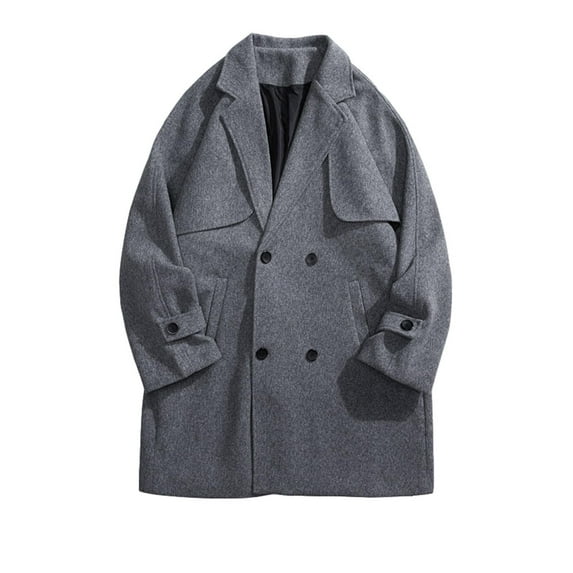 Winter Jacket for Men 2023 Winter Men's Double Woolen Mid Length Coat Trench Long Wool Trench Coat