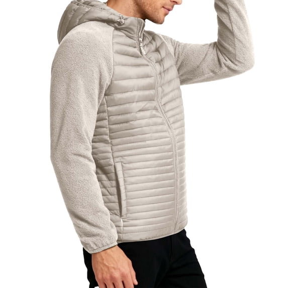 Winter Jackets For Men Detachable Hooded Front Zipper Stand Collar Coat Thick Thermal Outwear With Multi Pockets (S, Khaki-B)