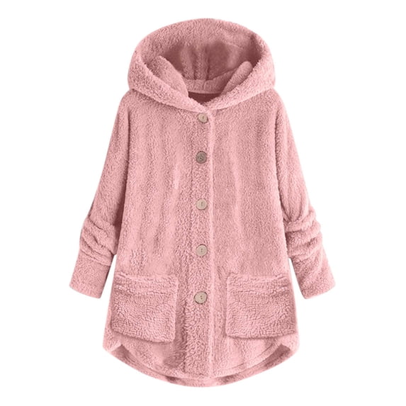 Winter Jackets for Women 2022 2022 Fashion Clothes Casual Warm Fuzzy Fleece Sherpa Jackets Zip Up Hoodies Plus Size Long Sleeve Plush Tops Hooded Cardigan Outerwear with Pockets