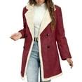 thumbnail image 1 of Winter Jackets for Women Casual Long Sleeves Solid Color Button Down Fleece Lined Coat Fashion Warm Loose Soft Comfortable Coat Casual Lapel Oversized Outwear Jackets, 1 of 9