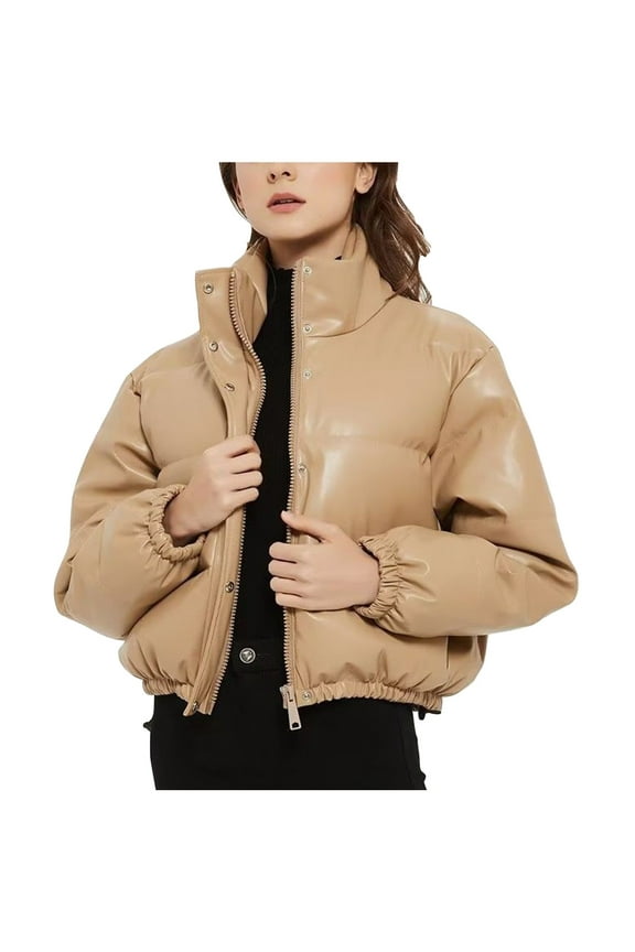 Clearance!Women's Fashionable And Winter Stand Collar Short Warm Bread Cotton Jacket Coat Fall Womens Casual Plaid Shacket