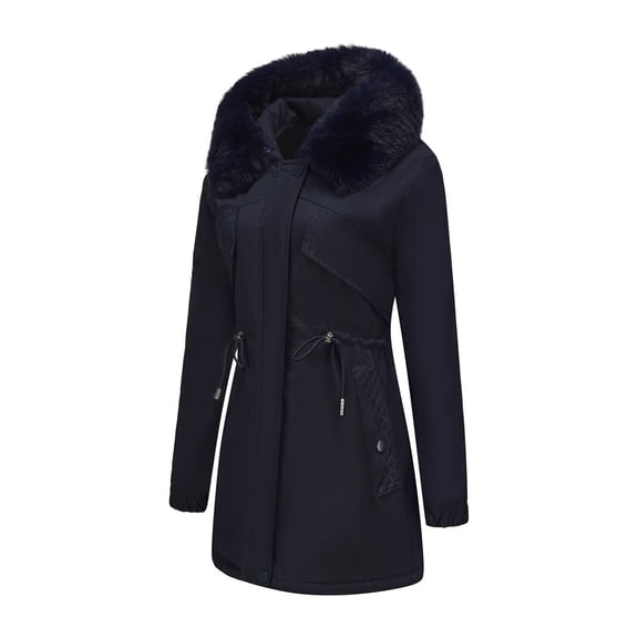 Winter Jackets for Women Longline Reversible With Detachable Hood Winter Warm Coat For Casual Outwear Fashion Versatile Trench Style Jacket Winter Coats for Women