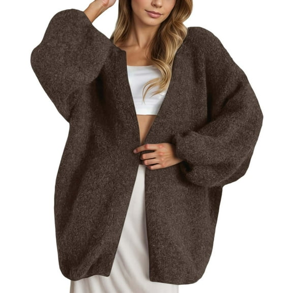 Winter Jackets Women Oversized Open Front Soft Knit Cardigan Sweater Long Sleeve Warm Casual Cozy Fuzzy Womens Winter Coats
