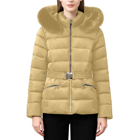 Winter Jackets for Women Short Padded Coat Winter Warm Thermal Outerwear With Hood Detachable Windproof Jacket For Cold Weather Winter Coats for Women