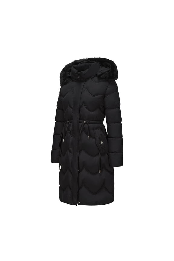 Winter Jackets for Women Winter Coat With Large Hood Mid Length Thickened Warm Trench Outerwear For Cold Weather Fashion Insulated Quilted Jacket Winter Coats for Women
