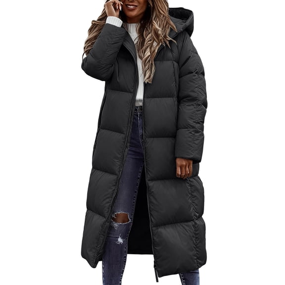 Winter Jackets for Women Women Long Puffy Coat Winter Warm Hooded Down Jacket With Knee Length Insulated Outerwear For Cold Weather Winter Coats for Women