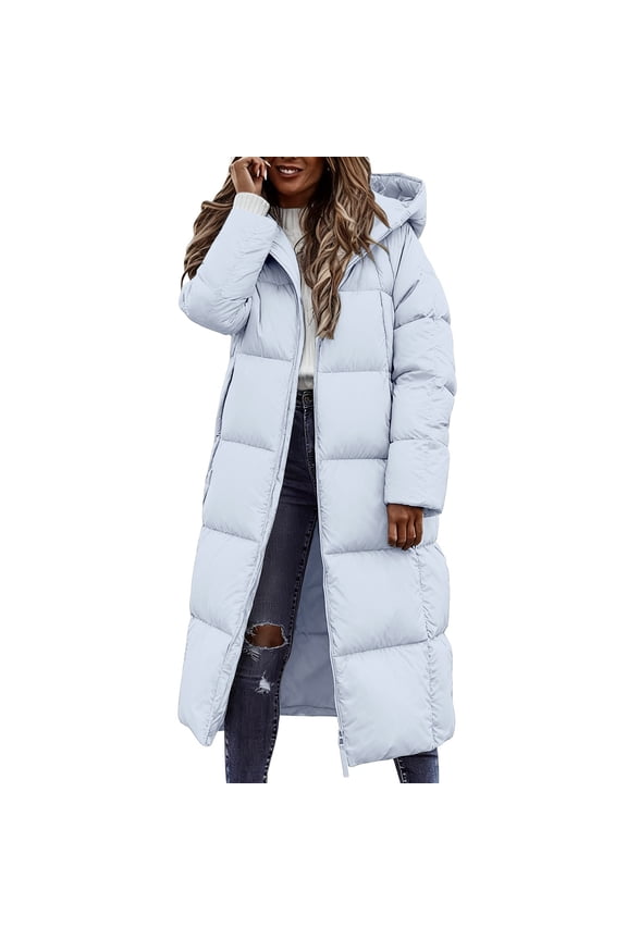 Winter Jackets for Women Women Long Puffy Coat Winter Warm Hooded Down Jacket With Knee Length Insulated Outerwear For Cold Weather Winter Coats for Women