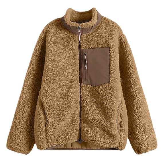 Winter Jackets Women Zipper Windproof Loose Outerwear Jackets with Pocket Long Sleeve Warm Casual Cozy Fuzzy Womens Coats