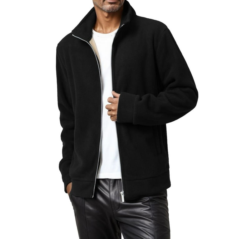 Winter Jackets for Men Autumn And Winter Jacket Solid Color Long Sleeve Polar Sweater Pocket Coat Varsity Jacket Size XS Walmart