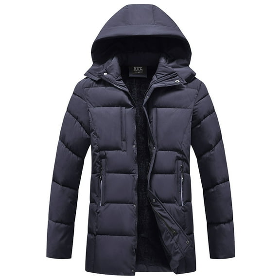 Winter Jackets for Men Big And Tall Cold Weather Wear Thick Warm Men's Coat with Hood Windbreaker Full-Zip Outdoor Work Winter Coat
